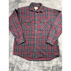 Cabela's Heavyweight Plaid Flannel Shirt Men L